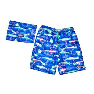 VINEYARD VINES fishing lure swim trunks swimsuit & swim bag boys size 16